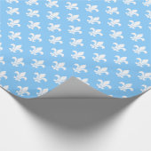 Sky Blue White Fleur de Lis Pattern Cadeaupapier (Hoek)