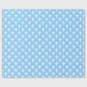 Sky Blue White Fleur de Lis Pattern Cadeaupapier (Vlak)
