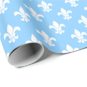 Sky Blue White Fleur de Lis Pattern Cadeaupapier (Rol Hoek)