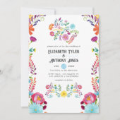 Sky Blue & White Floral Mexican Fiesta Wedding Kaart (Voorkant)