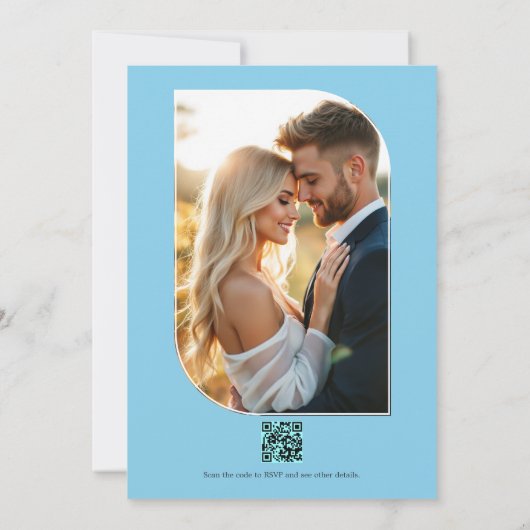 Sky Blue & White Floral Mexican Fiesta Wedding Kaart (Achterkant)