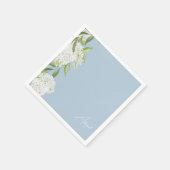 Sky Blue White Floral Script Naam Vrijgezellenfees Servet (Hoek)