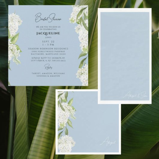 Sky Blue White Floral Script Naam Vrijgezellenfees Servet