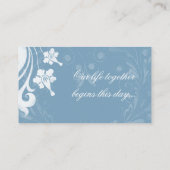Sky Blue White Floral Wedding Place Cards Plaatskaartje (Achterkant)