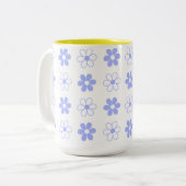 Sky Blue & White Flower Pattern op White Tweekleurige Koffiemok (Voorkant links)