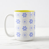 Sky Blue & White Flower Pattern op White Tweekleurige Koffiemok (Links)