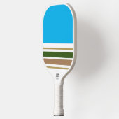 Sky Blue White Forest Groen Bruin Racing Stripes Pickleball Paddle (Links)