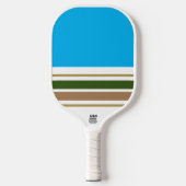 Sky Blue White Forest Groen Bruin Racing Stripes Pickleball Paddle (Voorkant)