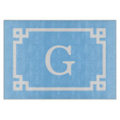 Sky Blue White Greek Key Lijst #2 Initiaal Monogra Snijplank (Voorkant)