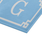 Sky Blue White Greek Key Lijst #2 Initiaal Monogra Snijplank (Hoek)