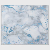 Sky Blue White Grey Marble Shiny Brushes Cadeaupapier (Vlak)