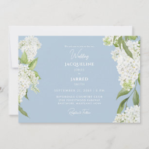 Sky Blue White Hydrangeas bruiloft Kaart