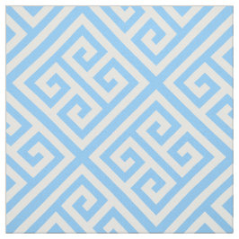 Sky Blue White Med Greek Key Diag T Pattern #1 Stof
