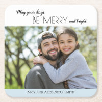 Sky Blue White Merry Bright Kerstfeestdag