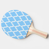 Sky Blue White Moroccan Quatrefoil Pattern #4 Tafeltennisbatje (Zijkant)