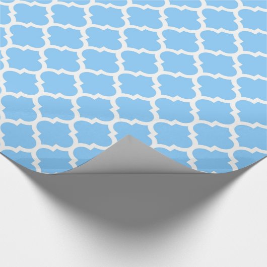 Sky Blue White Moroccan Quatrefoil Pattern #5 Cadeaupapier (Hoek)