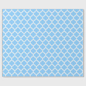 Sky Blue White Moroccan Quatrefoil Pattern #5 Cadeaupapier (Vlak)