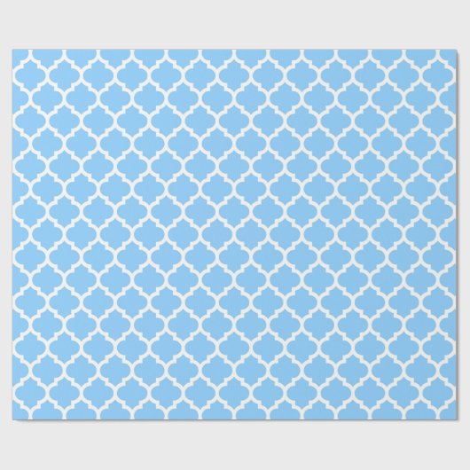 Sky Blue White Moroccan Quatrefoil Pattern #5 Cadeaupapier (Vlak)