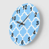 Sky Blue White Moroccan Quatrefoil Pattern #5 Grote Klok (Hoek)