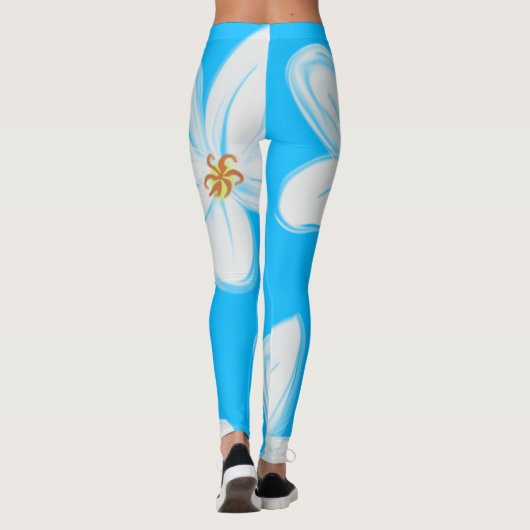 Sky Blue White Orchid Leggings (Achterkant)