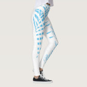 Sky Blue White Palm Tree Leaf Beach Cool Leggings (Rechts)