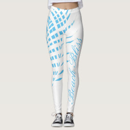 Sky Blue White Palm Tree Leaf Beach Cool Leggings