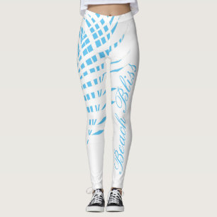 Sky Blue White Palm Tree Leaf Beach Cool Leggings