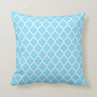 Sky Blue - White Quatrefoil Pillow Kussen