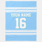 Sky Blue White Sports Jersey Fleece Deken (Voorkant)