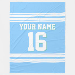 Sky Blue White Sports Jersey Fleece Deken