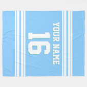 Sky Blue White Sports Jersey Fleece Deken (Voorkant (Horizontaal))