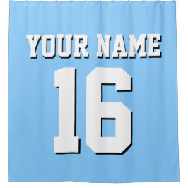 Sky Blue White Sports Jersey Team Jersey Douchegordijn