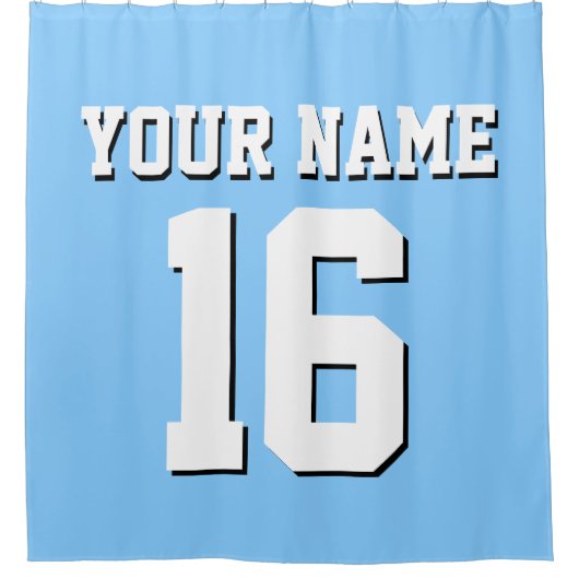Sky Blue White Sports Jersey Team Jersey Douchegordijn (Voorkant)