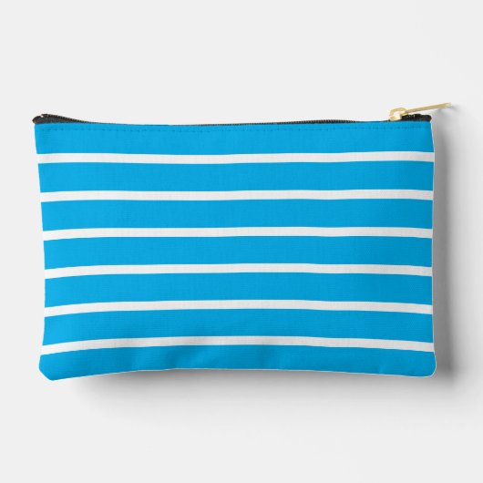 Sky Blue & White Stripe Travel & Make-up Bag Etui (Achterkant)