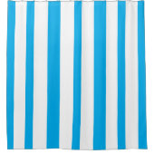 Sky Blue White Summer Stripes Douchegordijn (Voorkant)