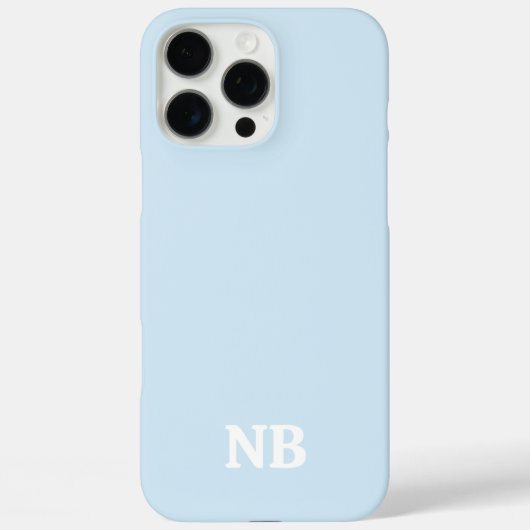 Sky Blue & White Unieke Monogram Naam initialen Case-Mate iPhone Case (Achterkant)