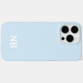 Sky Blue & White Unieke Monogram Naam initialen Case-Mate iPhone Case (Achterkant (horizontaal))