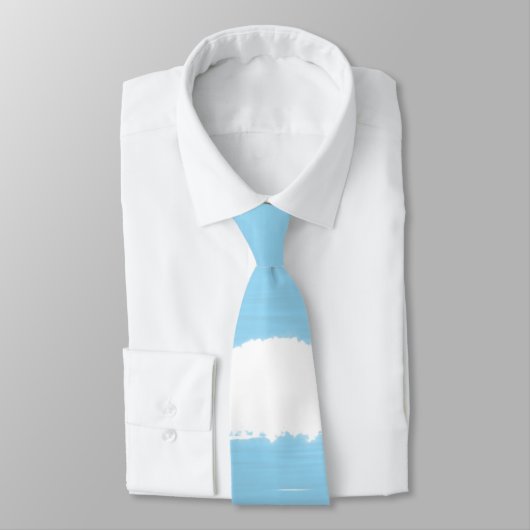 Sky Blue White Waterverf Stripes Stropdas (Gebonden)