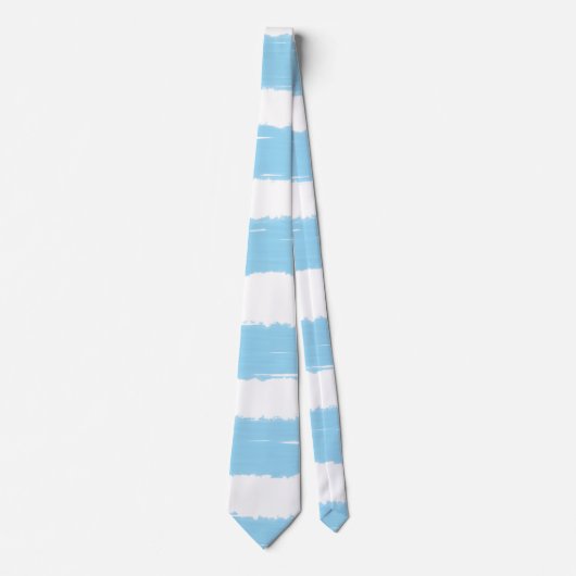 Sky Blue White Waterverf Stripes Stropdas (Voorkant)