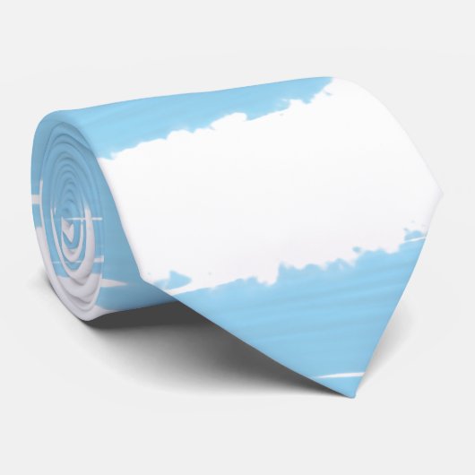 Sky Blue White Waterverf Stripes Stropdas (Opgerold)