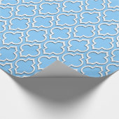 Sky Blue White XL Moroccan Quatrefoil #7DS Cadeaupapier (Hoek)
