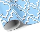 Sky Blue White XL Moroccan Quatrefoil #7DS Cadeaupapier (Rol Hoek)
