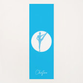 Sky Blue-White Yoga Pose met aangepaste naam Yogamat (Voorkant)