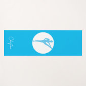 Sky Blue-White Yoga Pose met aangepaste naam Yogamat (Voorkant (horizontaal))