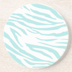 Sky Blue White Zebra Dier Zandsteen Onderzetter
