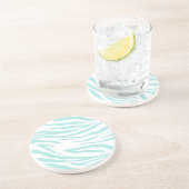 Sky Blue White Zebra Dier Zandsteen Onderzetter (Zijkant)