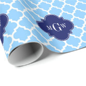 Sky Blue WhMarokkaanse #5 Navy Blu 5c Naam Monogra Cadeaupapier (Rol Hoek)