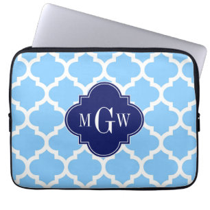 Sky Blue WhMarokkaanse #5 Navy Blu 5c Naam Monogra Laptop Sleeve