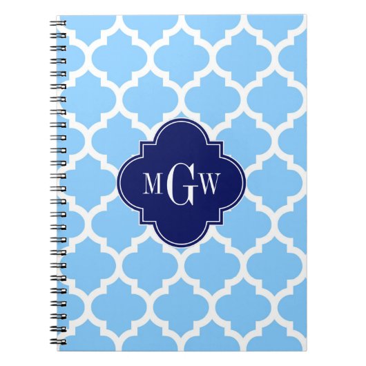 Sky Blue WhMarokkaanse #5 Navy Blu 5c Naam Monogra Notitieboek (Voorkant)
