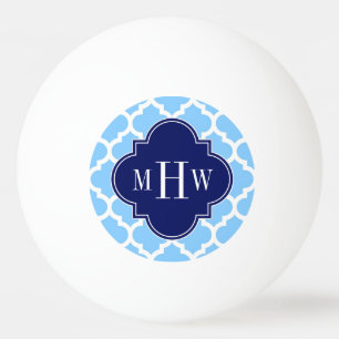 Sky Blue WhMarokkaanse #5 Navy Blu 5c Naam Monogra Pingpongbal